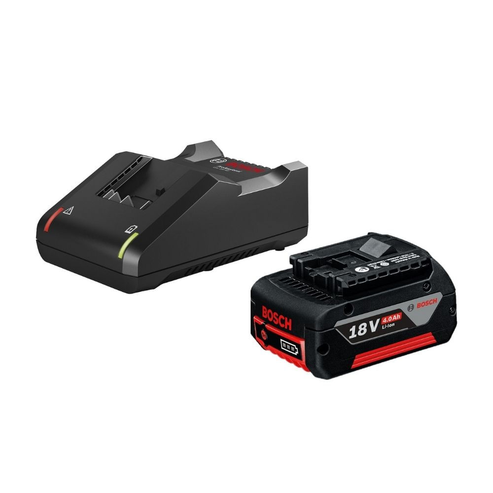 Batería de Litio Bosch GBA 18V 4.0 Ah + Cargador GAL 18V40 Sistema 18V Modelo GBA 18V 4,0 Ah y GAL 18V40 Batería de Litio Bosch GBA 18V 4.0 Ah + Cargador GAL 18V40 Sistema 18V Modelo GBA 18V 4,0 Ah y GAL 18V40