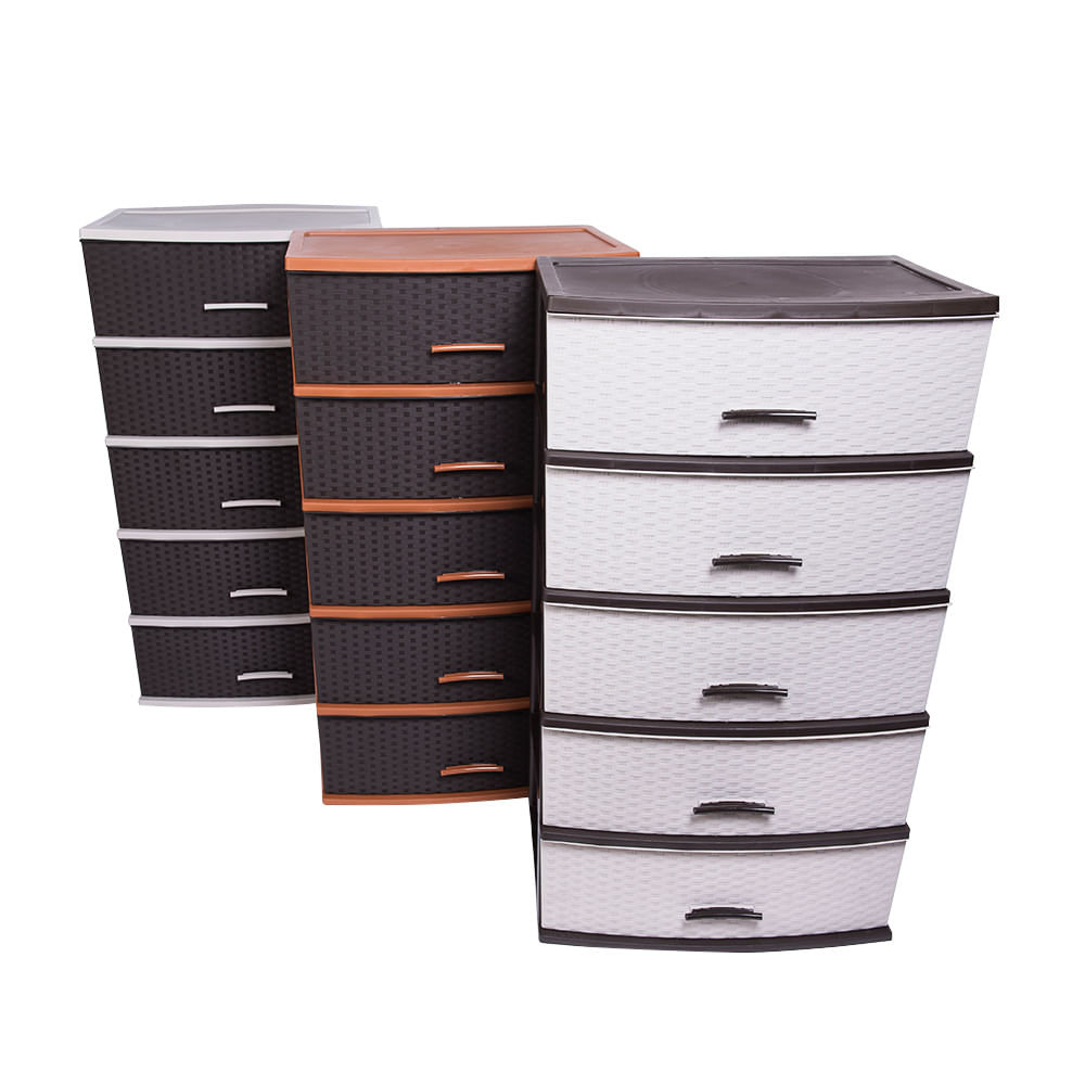 Cómoda Happy Mimbre Ratán 5 niveles Polinplast - Color Aleatorio