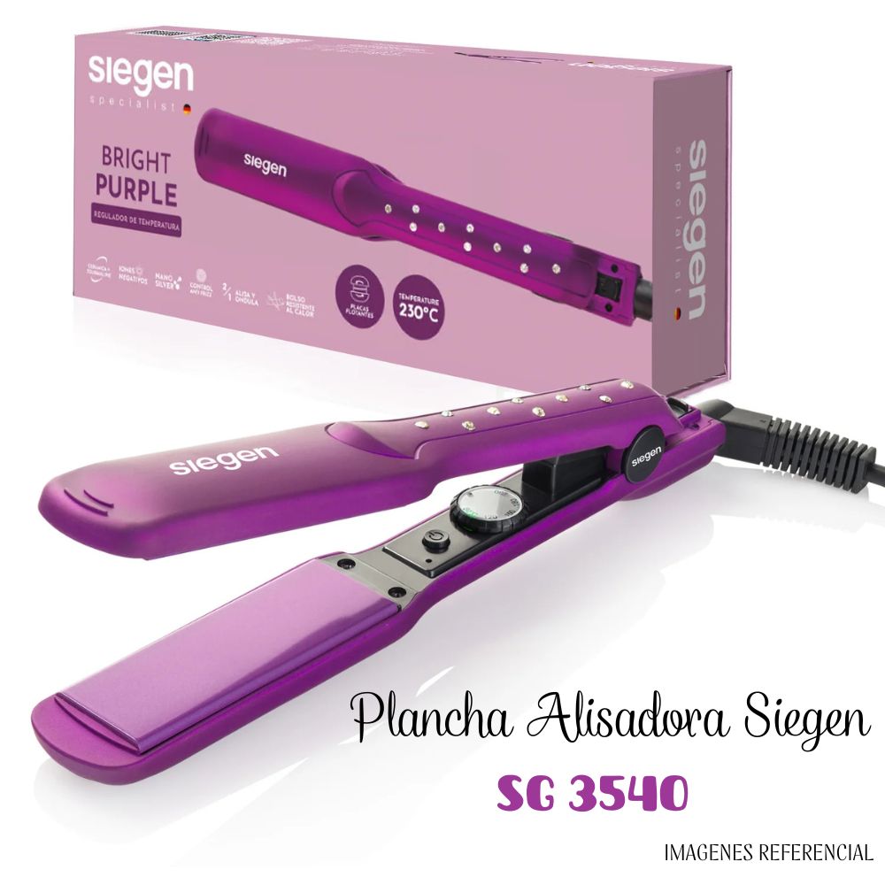 Plancha Alisadora de Cabello Siegen Bright Purple SG-3540