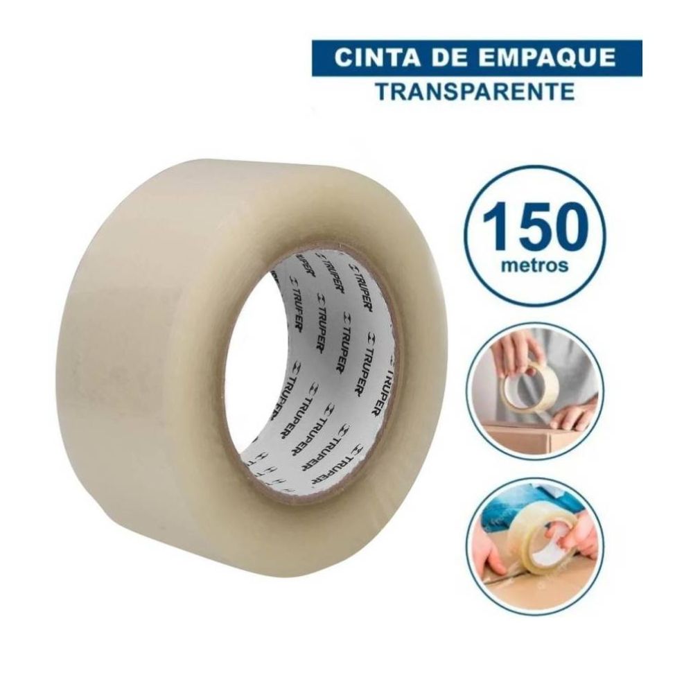 Cinta de embalaje transparente 150m truper