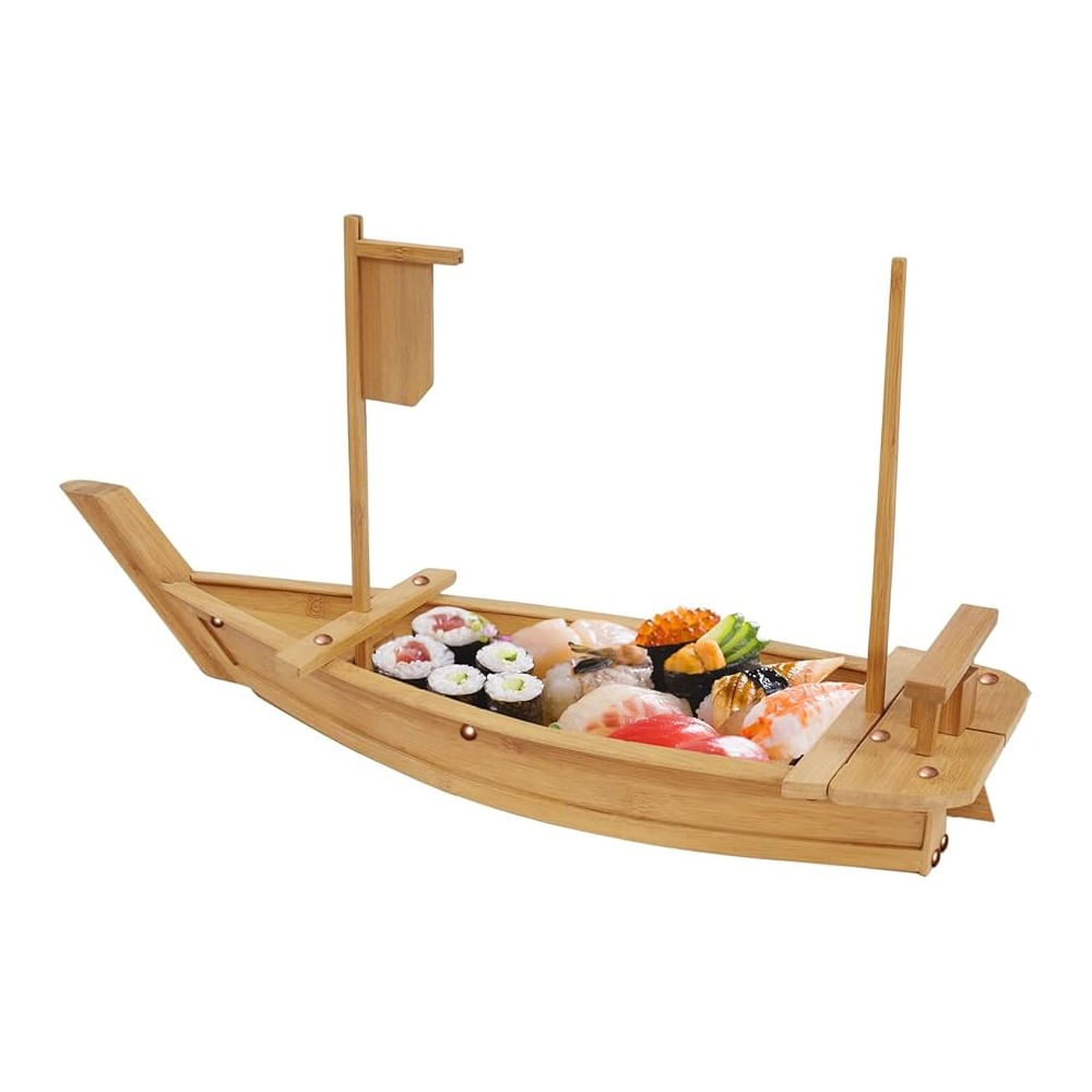 Tabla De Bambu Barco 80cm Bandeja para Makis Sushi