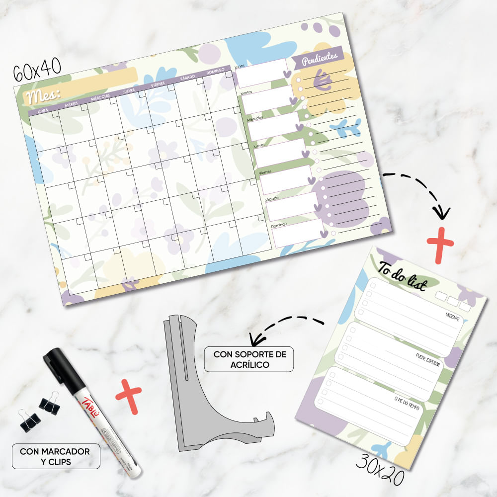 DÚO DE PLANNERS DE ACRÍLICO:  60X40CM Y 30X20 CM DISEÑO 6