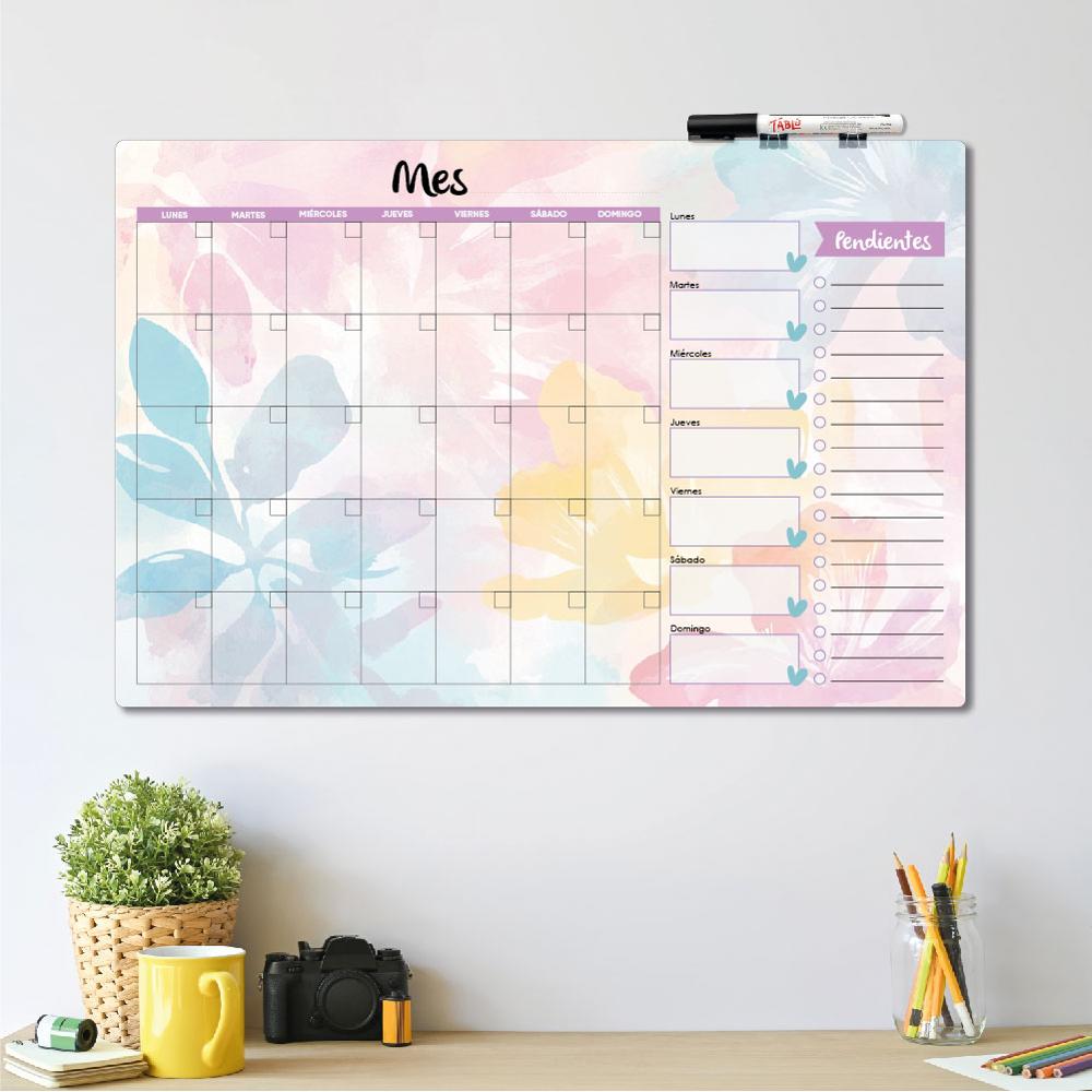 PLANNER DE ACRÍLICO TABLÚ 60X40 MES SEMANA Y PENDIENTES DISEÑO 15
