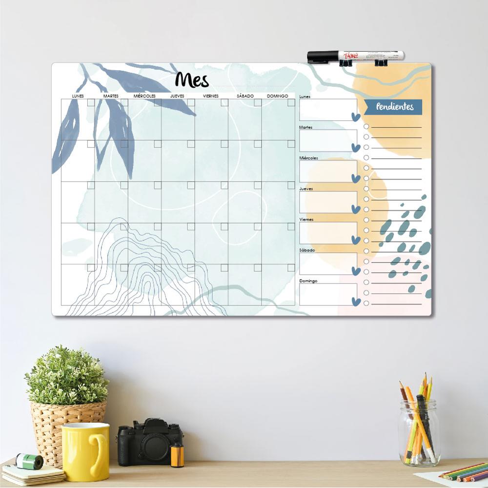 PLANNER DE ACRÍLICO TABLÚ 60X40 MES SEMANA Y PENDIENTES DISEÑO 12