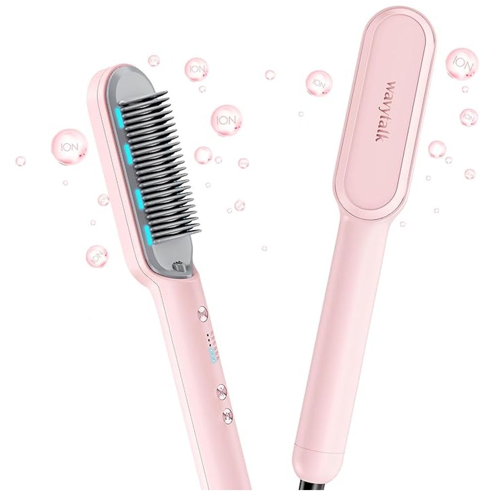 Cepillo alisador de cabello Wavytalk iónico con 6 niveles y cerámica segura - Rosado