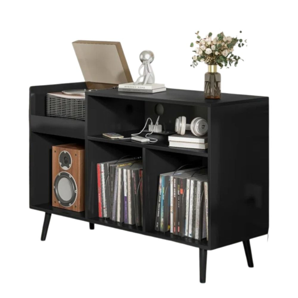 Mueble Estante Tocadisco Clovis Negro Muebles Bonno