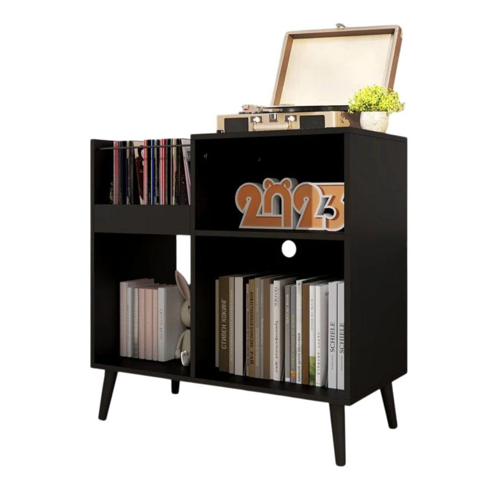Mueble Estante Tocadisco Praga Negro Muebles Bonno