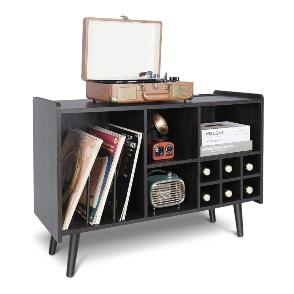 Mueble Estante Tocadisco Bar Calmet Negro Muebles Bonno