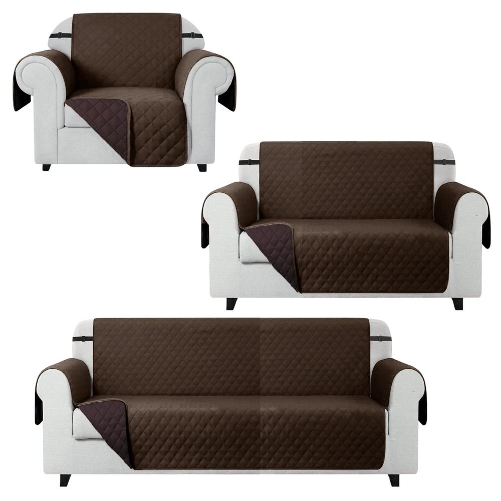 Cobertor Reversible de Muebles de 1 2 y 3 Asientos Café - Chocolate