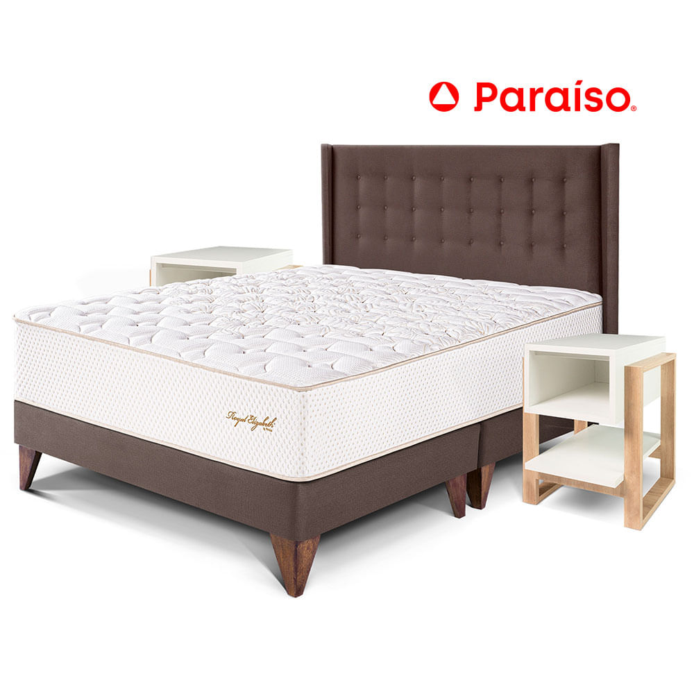 Dormitorio euro royal eliz gold king + 2 veladores flotante chocolate