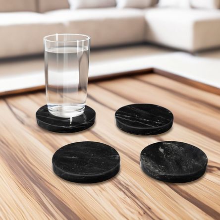 Set x 4 posavasos Mármol Negro 10cm Casa del Mediterráneo
