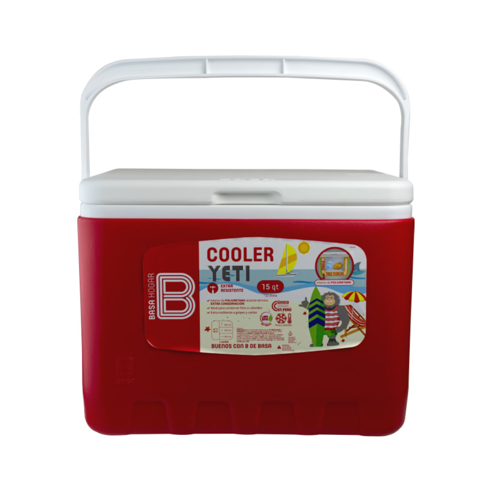 Cooler Yeti 15 litros Aislado Polipropileno Rojo Basa