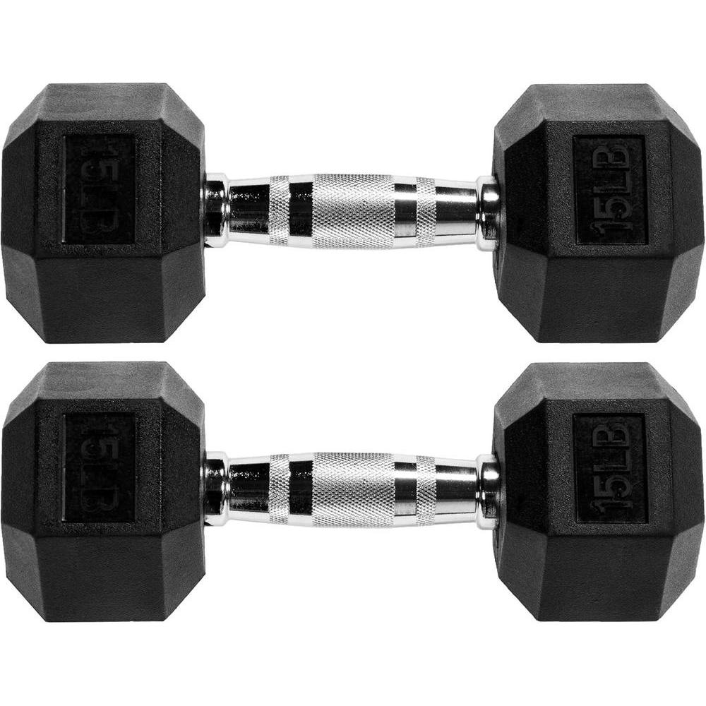 Mancuerna hexagonal Signature Fitness para entrenar, recubierta de goma