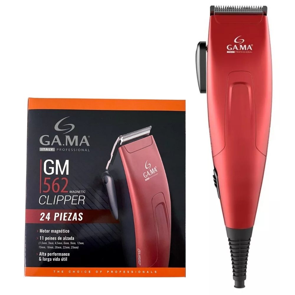 Máquina de Cortar Cabello Gama GM562 Roja – 24 Piezas