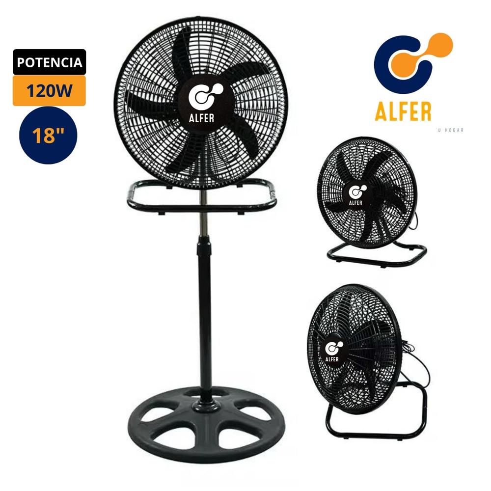 Ventilador de 18 Pulgadas y 120 Watts con  Motor Silencioso Negro