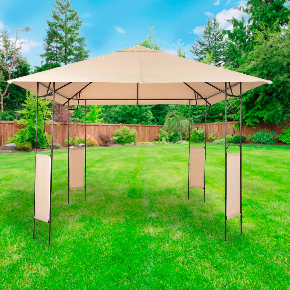 Pérgola de Metal Orange 300x300cm con Toldo de Poliéster Blanco