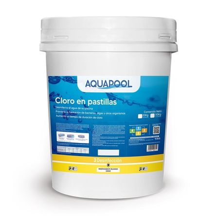Cloro en Pastilla Aquapool de 20 kg Desinfectante para Piscinas Cloro en Pastilla Aquapool de 20 kg Desinfectante para Piscinas