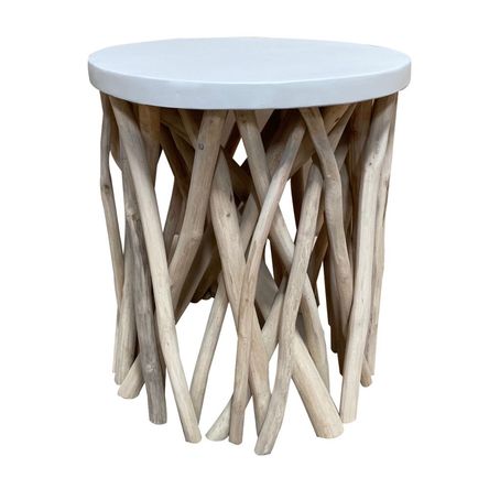Mesa Auxiliar Mimbo Top Resina + Troncos Madera Orange