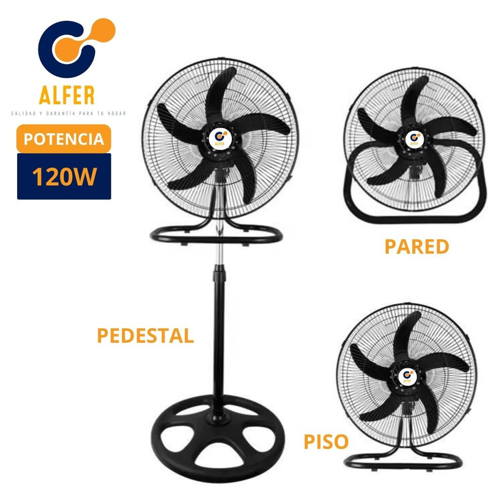 Ventilador 3 en 1 de 18 Pulgadas y 120 Watts con Motor Silencioso Negro