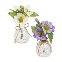 Arreglo Floral Nela 17cm + Jarrón Cristal Atmosphera