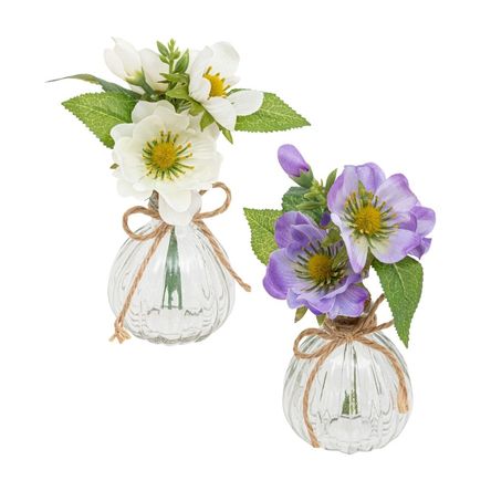 Arreglo Floral Nela 17cm + Jarrón Cristal Atmosphera