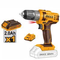 Taladro Atornillador Inalambrico Ingco 20V 2.0AH + Bateria + Cargador CDLI200518