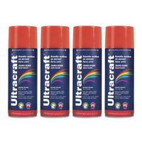 Pintura Spray Color Rojo Brillante x4 Unidades Ultracraft 40024-4