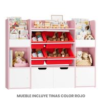 Estante Organizador Librero Juguetero Infantil Amyr Rosa y Blanco Muebles Bonno