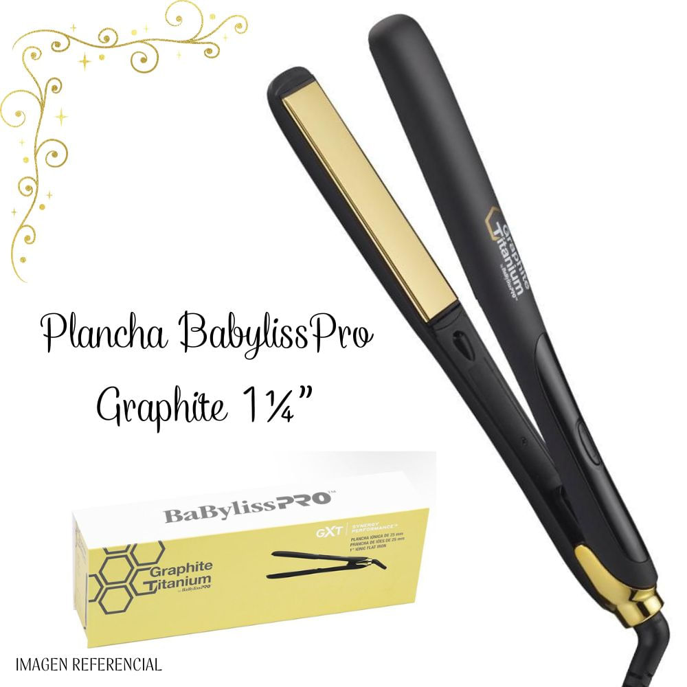 Plancha Babyliss Pro Graphite Titanium Iónica 32 mm 1 ¼” - BGT183PE