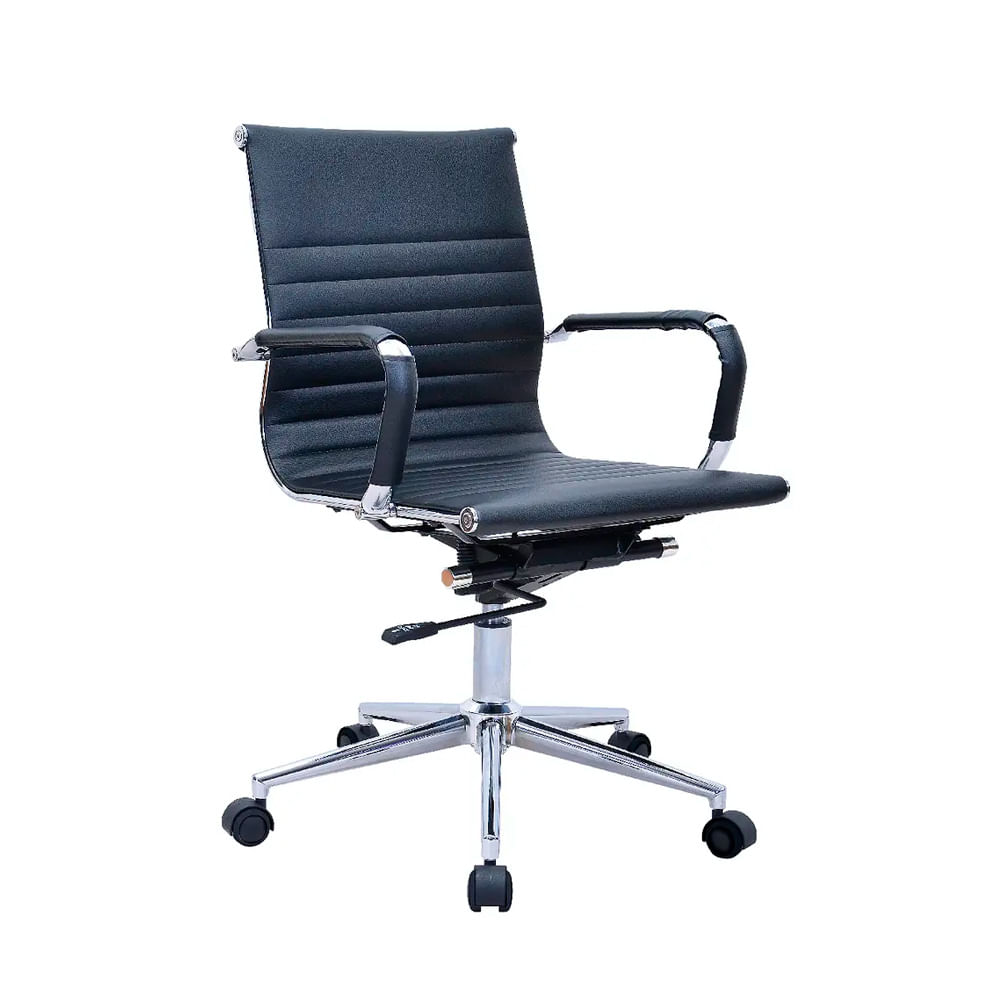 Silla de Oficina Ergonómica Grey Gerente Cuero Negro Ofideas