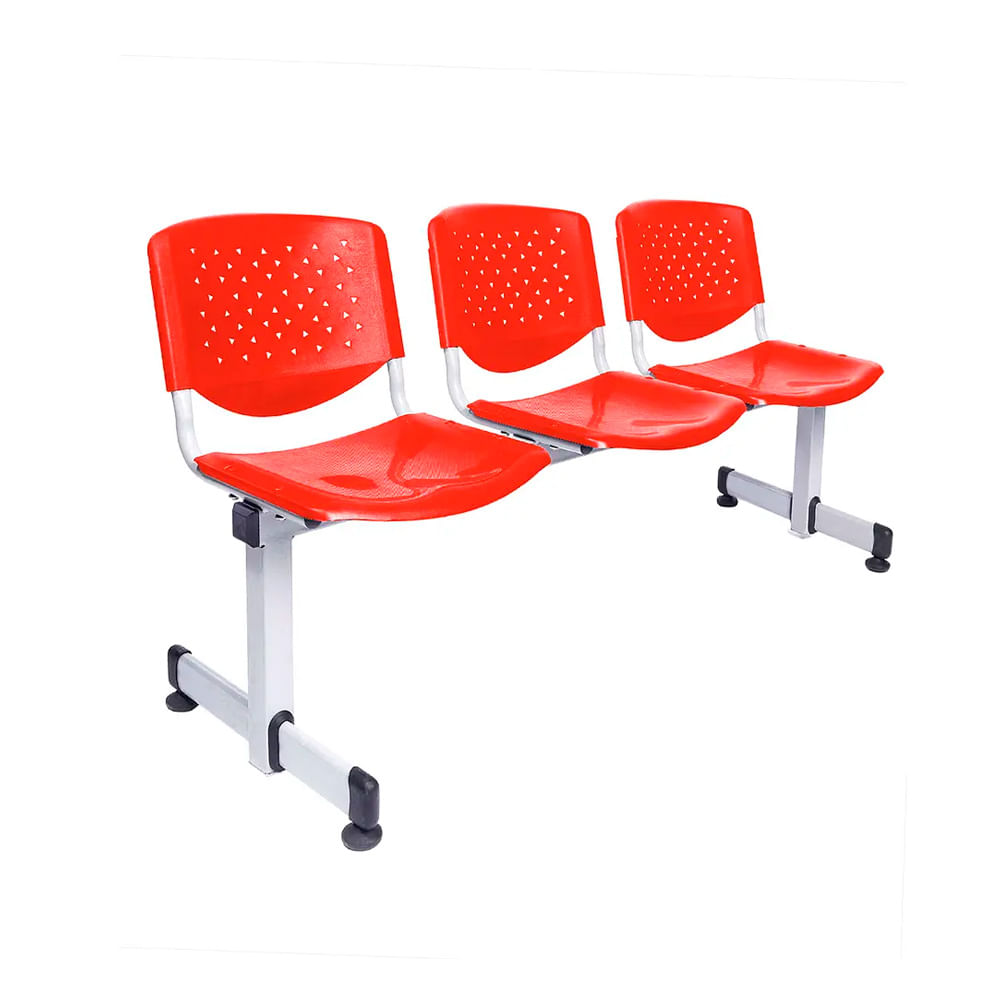 Banqueta De Espera Tandem Prisma Base Gris 3 Asientos Rojo Ofideas