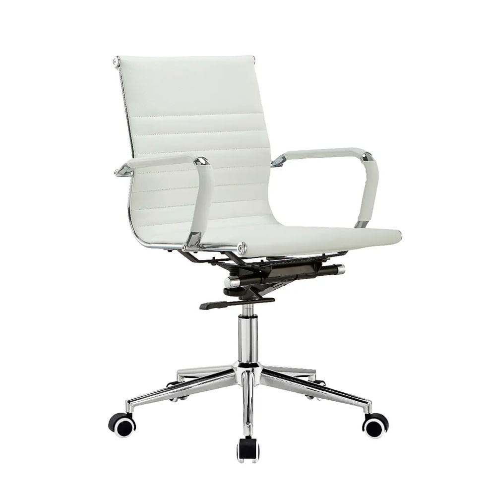 Silla de Oficina Ergonómica Grey Gerente Cuero Blanco Ofideas