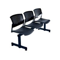Banqueta De Espera Tandem Butterfly Base Negro 3 Asientos Negro Ofideas
