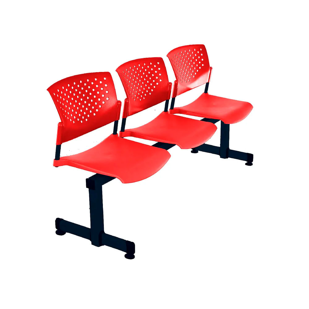 Banqueta De Espera Tandem Butterfly Base Negro 3 Asientos Rojo Ofideas