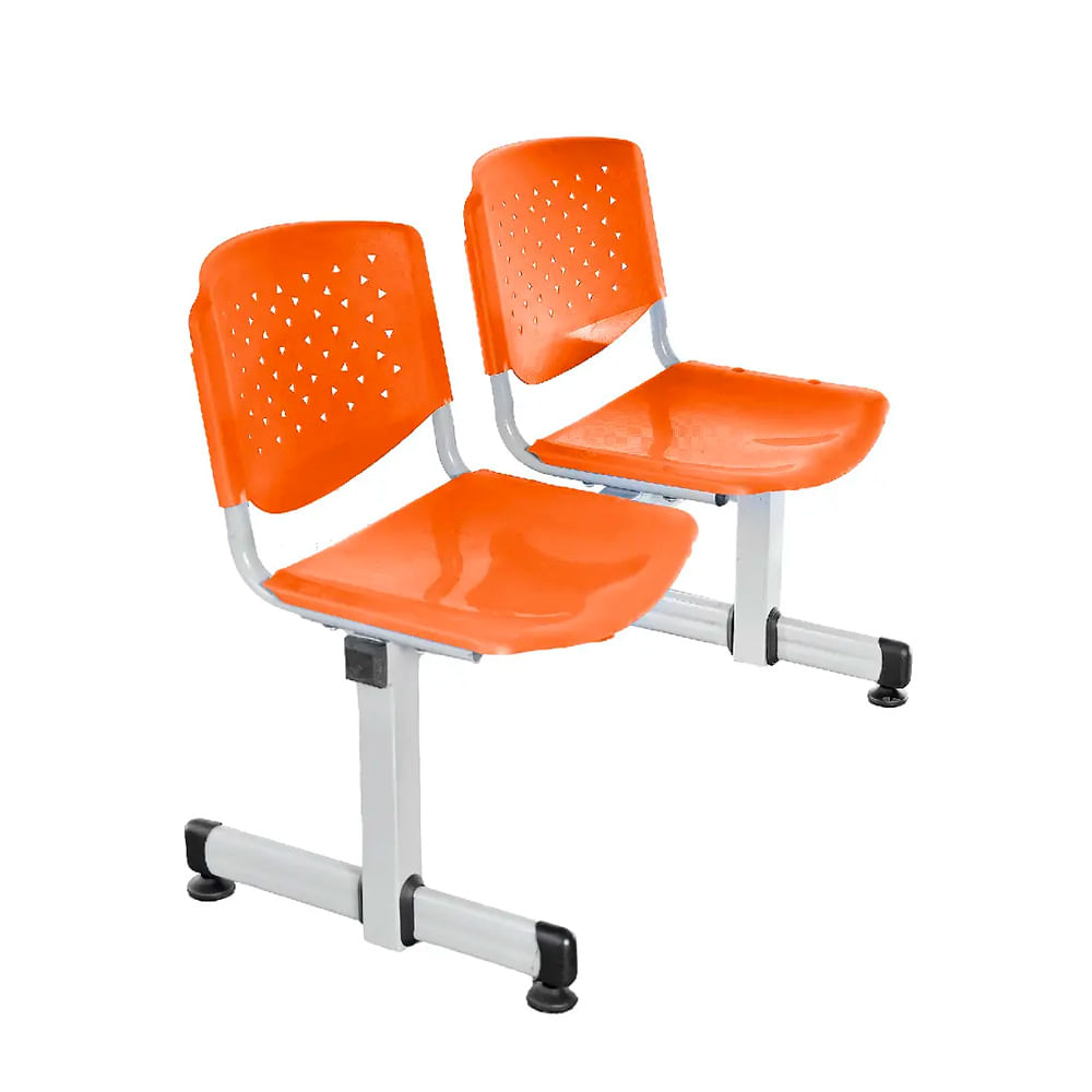 Banqueta De Espera Tandem Prisma Base Gris 2 Asientos Naranja Ofideas