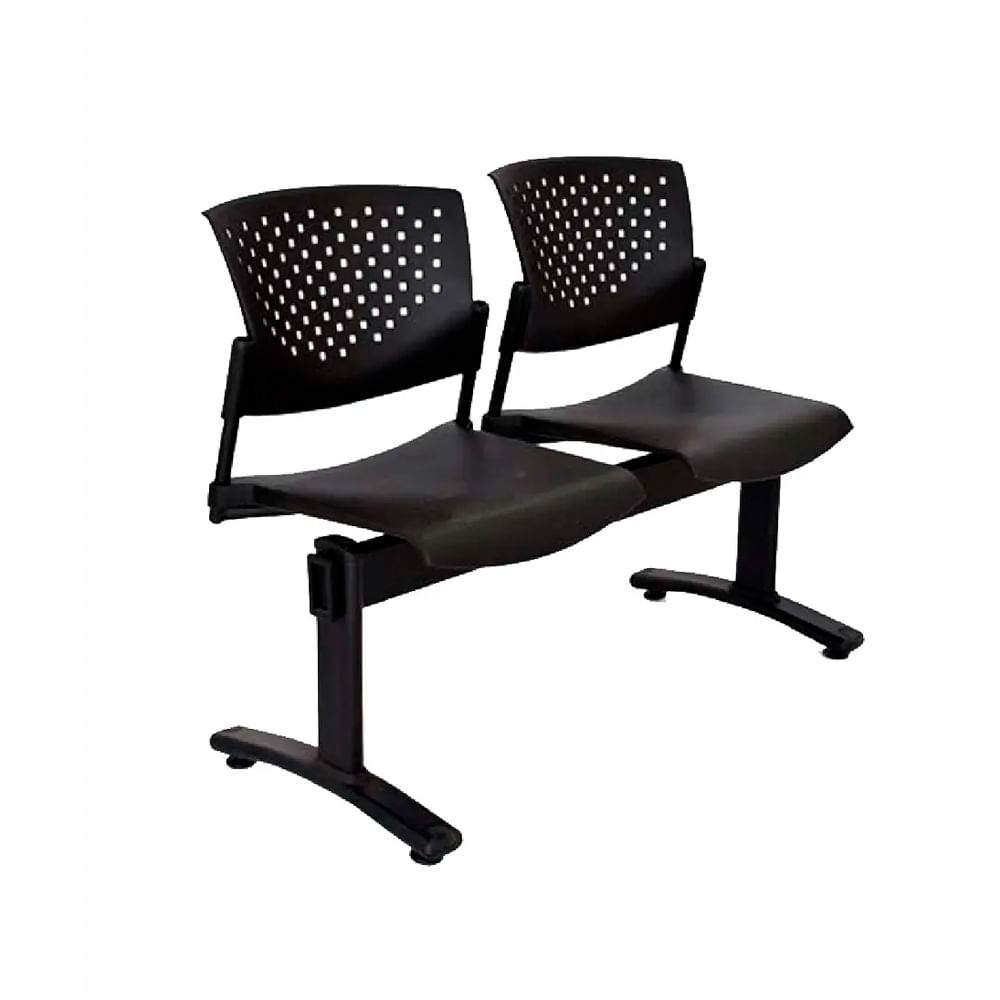 Banqueta De Espera Tandem Butterfly Base Negro 2 Asientos Negro Ofideas