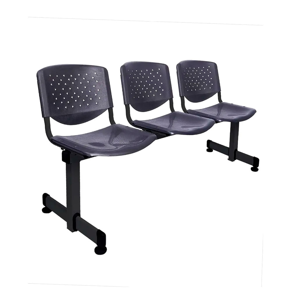 Banqueta De Espera Tandem Prisma Base Negro 3 Asientos Negro Ofideas