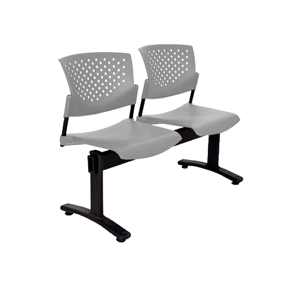 Banqueta De Espera Tandem Butterfly Base Negro 2 Asientos Gris Ofideas