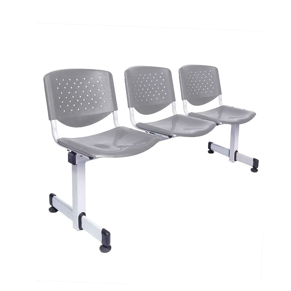 Banqueta De Espera Tandem Prisma Base Gris 3 Asientos Gris Ofideas