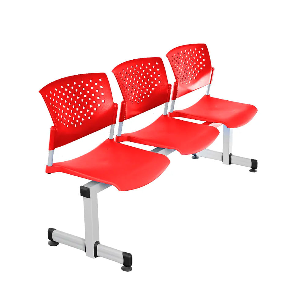 Banqueta De Espera Tandem Butterfly Base Gris 3 Asientos Rojo Ofideas