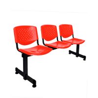 Banqueta De Espera Tandem Prisma Base Negro 3 Asientos Rojo Ofideas