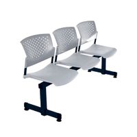 Banqueta De Espera Tandem Butterfly Base Negro 3 Asientos Gris Ofideas