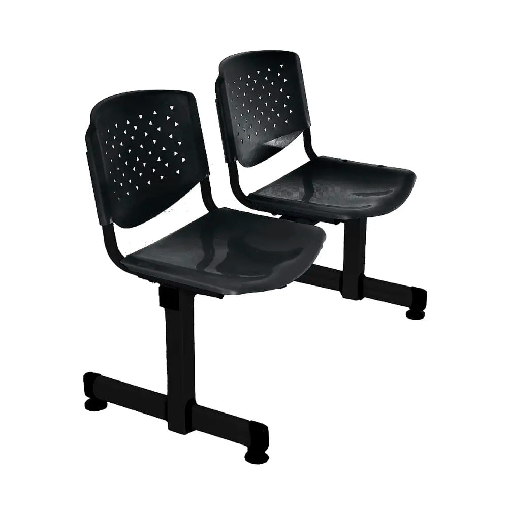 Banqueta De Espera Tandem Prisma Base Negro 2 Asientos Negro Ofideas