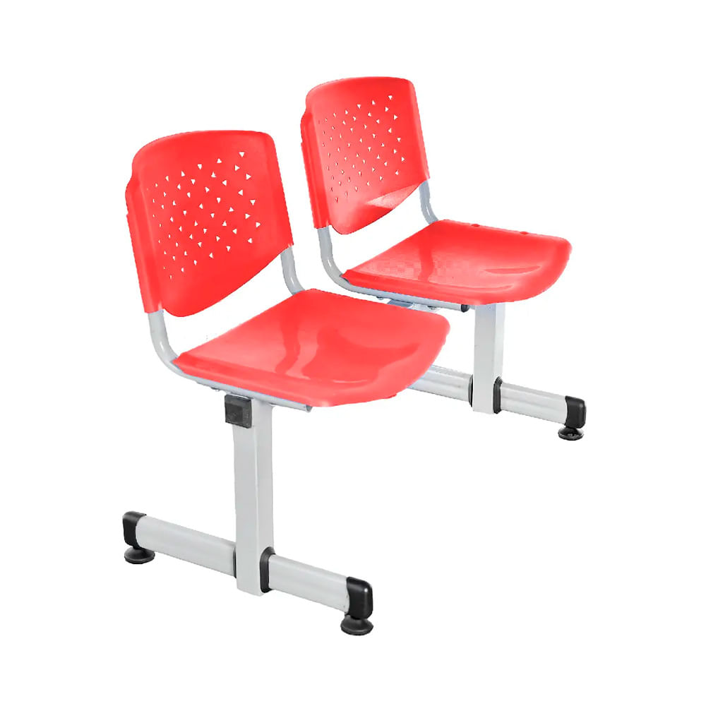 Banqueta De Espera Tandem Prisma Base Gris 2 Asientos Rojo Ofideas