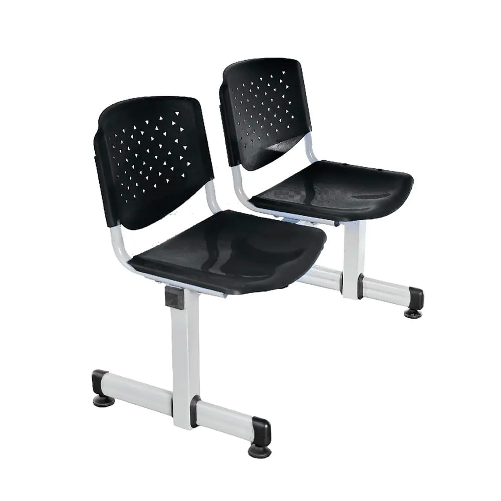 Banqueta De Espera Tandem Prisma Base Gris 2 Asientos Negro Ofideas