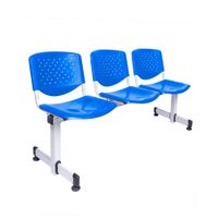Banqueta De Espera Tandem Prisma Base Gris 3 Asientos Azul Ofideas