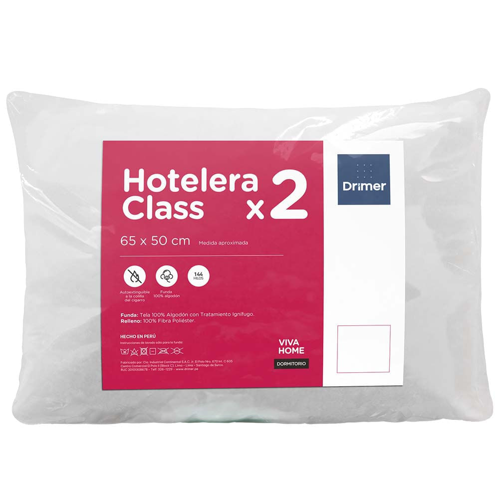 Almohada Hotelera VIVA HOME Class Pack x 2 Estándar (65x50 cm)