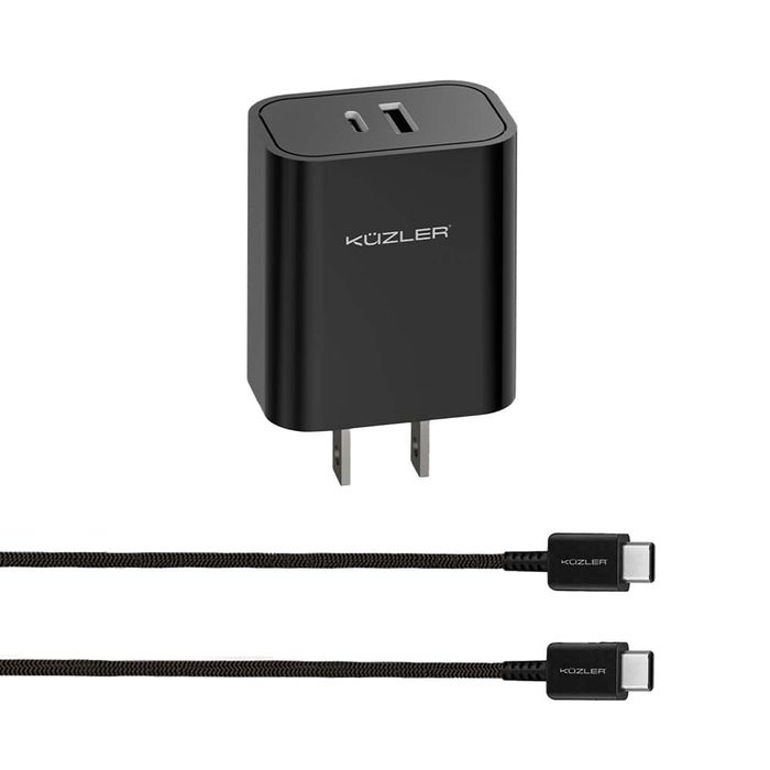 Combo KUZLER Cargador Pared 20W Carga Rápida Cable Nylon 3A
