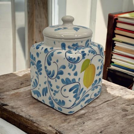 Canister de Dolomita Diseño Limones 19.6cm Casa del Mediterráneo