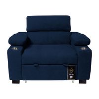 Sofá Cama Baraka Home Baltimore con Porta Vasos y Bolsillos Laterales 1 plz Azul Marino